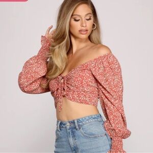 WINDSOR- Floral crop top size small